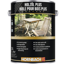 Dose Hornbach Holzöl Plus für den Außenbereich, 2,5 Liter Inhalt, Schutz für Gartenmöbel aus Holz mit wasserabweisendem Abperleffekt.