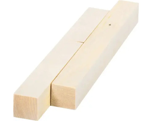 Zwei quadratische Holzkanteln aus Massivholz zur Verwendung im Heimwerkerbereich.
