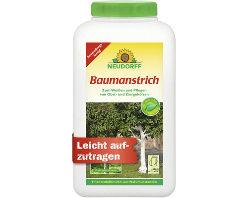 Neudorff Baumanstrich zur Pflege und zum Weißeln von Obst- und Ziergehölzen in einer anwendungsfertigen Flasche.