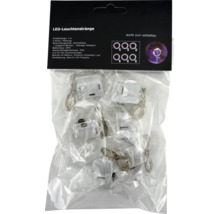 Set mit 6 LED Leuchtensträngen, jeweils 1 Meter lang, batteriebetrieben mit LR44 Batterien, Schutzart IP44, ideal für Bastelprojekte.