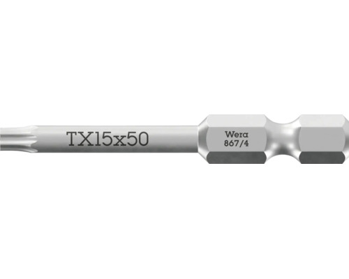 Wera Torx Bit TX15 mit 50 Millimeter Laenge fuer Akkuschrauber