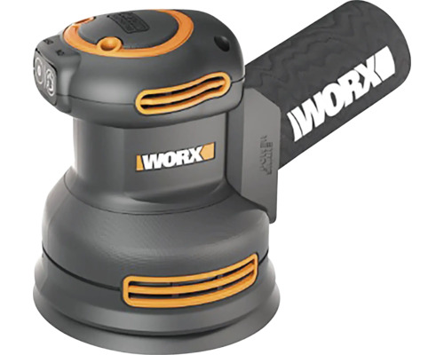 Exzenterschleifer von Worx mit ergonomischem Griff für präzise Schleifarbeiten.