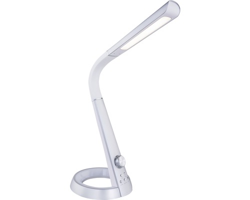 LED Tischlampe Mitti 8W 750 lm 6300 K kaltweiß-warmweiß 183x343x640 mm silber LED-Tischleuchte mit Bedienfeld und flexiblem Arm