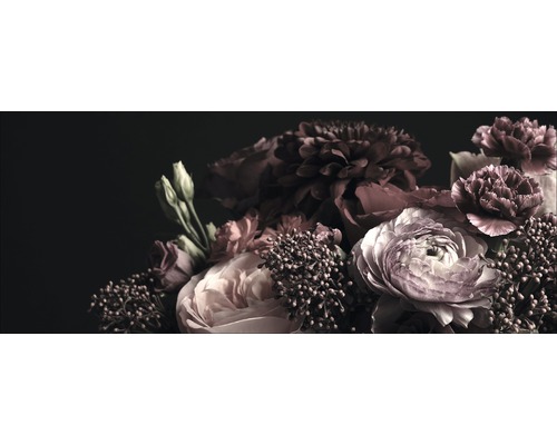 Glasbild Barock flowers I 50x125 cm