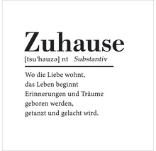 Illustration mit dem Wort Zuhause, seiner phonetischen Schreibweise und einer Definition.