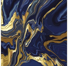 Abstrakte Kunst mit Marmorierung in Gold und Blautönen
