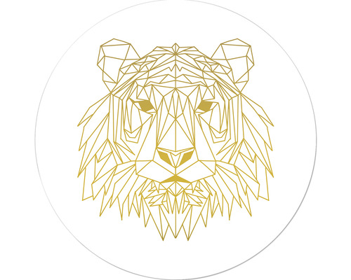 Glasbild rund Gold Polygon Lion Ø 50 cm