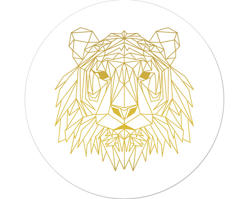 Glasbild rund Gold Polygon Lion Ø 20 cm