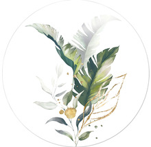 Illustration von tropischen Blättern und goldenen Akzenten