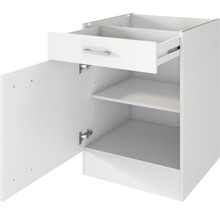 Weißer Unterschrank mit Schublade, Tür und Einlegeböden