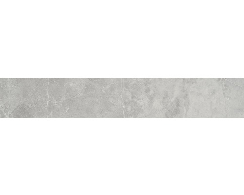 Feinsteinzeug Sockelfliese Discreet Gris Pulido 10x60 cm Graue Fliese mit Marmoroptik