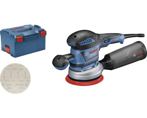 Bosch Exzenterschleifer mit Transportkoffer und Schleifscheibe