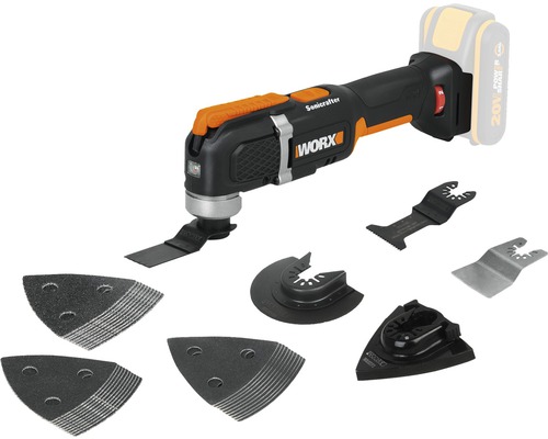 Akku-Multischleifer Worx WX696.9, 20 V 2 Ah, ohne Akku und Ladegerät, inkl. Gratis Akku-Starterset Akku-Multischleifer Worx WX696.9, 20 V 2 Ah, ohne Akku und Ladegerät, inkl. Gratis Akku-Starterset