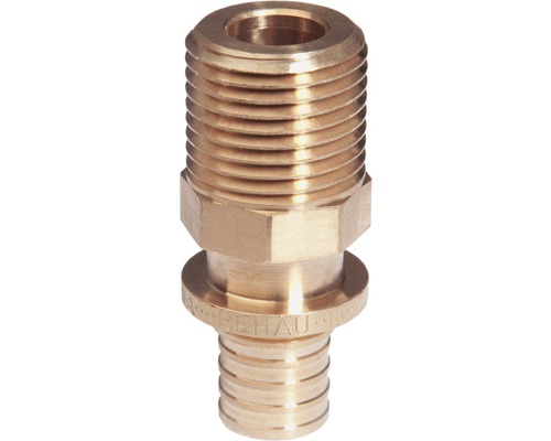 Übergangsstück Rehau Rautitan RX+ AG 16mmxRp1" Messing Fitting mit Gewinde und Sechskant