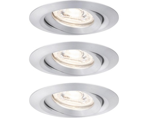 LED Einbauleuchte Nova mini 4W 310 lm 2700K warmweiß IP 23 aluminium Drei Einbaustrahler aus Metall mit schwenkbarem Spot