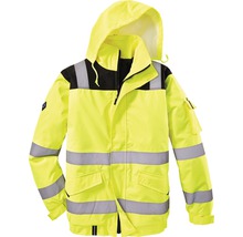 Gelbe Warnschutzjacke mit Kapuze und Reflexstreifen