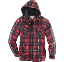 Holzfällerjacke mit Kapuze und Reißverschluss im rot-schwarzen Karomuster