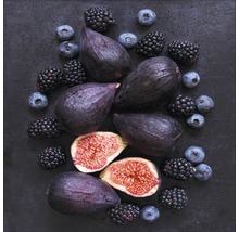 Früchtearrangement mit Feigen, Brombeeren und Blaubeeren