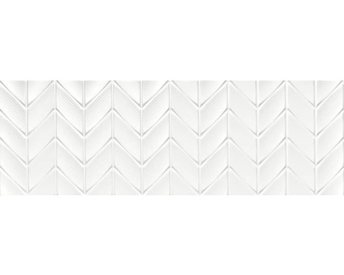 Steingut Dekorfliese Snow White Glossy 30,0x90,0 cm weiß matt rektifiziert