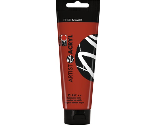 Marabu Acrylfarbe Artist Acryl kadmiumrot mittel 937 120 ml Tube Marabu Künstler Acrylfarbe Kadmiumrot Mittel