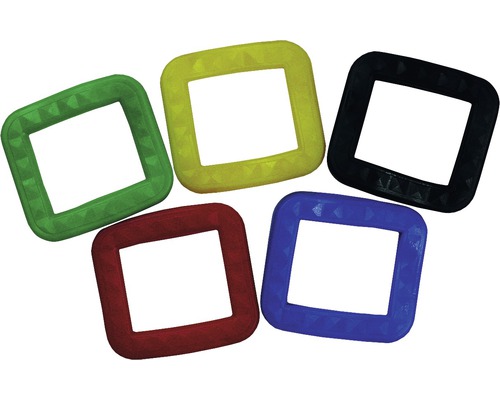 Schlüsselkennringe eckig, Standardfarben, 5 Stück farblich sortiert (S8560-9005)
