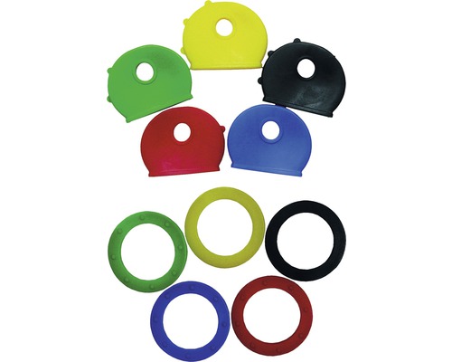 Schlüsselkennkappen/-ringe rund, Standardfarben, 10 Stück farblich sortiert (S8530-9010)