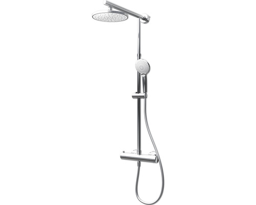 Duschsäule Schulte Classic White Style D96404 02 rund mit Thermostat chrom/weiß Duschsystem mit Kopfbrause und Handbrause
