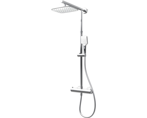 Duschsäule Schulte Classic White Style D96414 02 eckig mit Thermostat chrom/weiß Duschsystem mit Kopfbrause und Handbrause