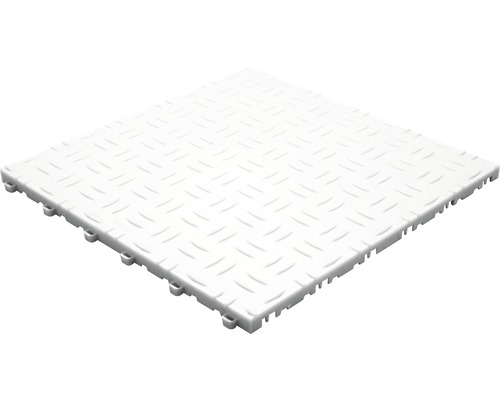 Klickfliese florco® grip 40 x 40 cm 6 Stück weiß Weiße Bodenfliese mit Riffelblechmuster