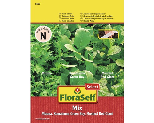 FloraSelf Asia Salat Mix Samenpackung mit Mizuna, Komatsuna Green Boy und Mustard Red Giant