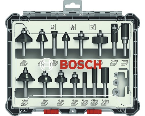 Bosch Fräser Set mit 15 Teilen in Aufbewahrungsbox