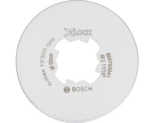 Bosch X-Lock Trennscheibe mit einem Durchmesser von 68 mm und einer maximalen Drehzahl von 13300 Umdrehungen pro Minute.