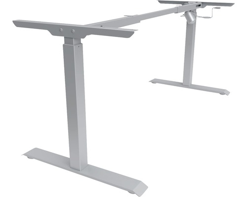 Tischgestell E-MORE 2-stufig elektrisch höhenverstellbar 695-1175 mm silber 1 Motor Höhenverstellbares Tischgestell mit Handkurbel