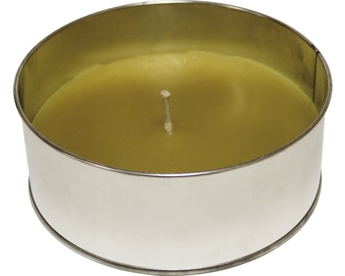 Kerze im Metallbehälter