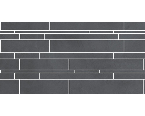 Feinsteinzeug Fliesenbordüre Cementine 30x60 cm anthrazit Mosaikfliese in Steinoptik
