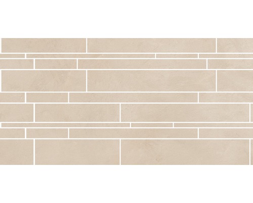Feinsteinzeug Fliesenbordüre Cementine 30x60 cm Creme Keramikfliesen in unterschiedlichen Größen im Verband verlegt