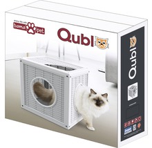Verpackung einer weißen Katzenhöhle mit zwei Katzen
