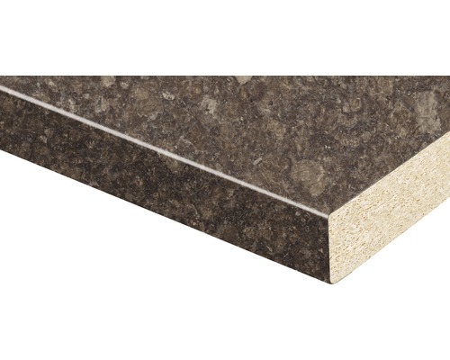 Küchenarbeitsplatte K4894 Steel Grey 4100x600x38 mm Arbeitsplatte mit dunkler Steinoptik und abgerundeter Kante