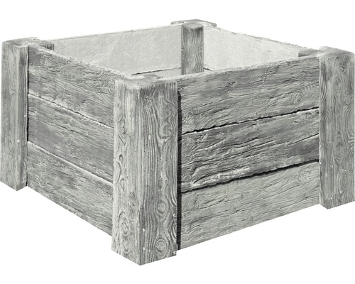 Beton Hochbeet Cube Antik grau mit vormontiertem Gewinde 120 cm x 120 cm x 69 cm Quadratischer Pflanzkasten aus Beton in Holzoptik