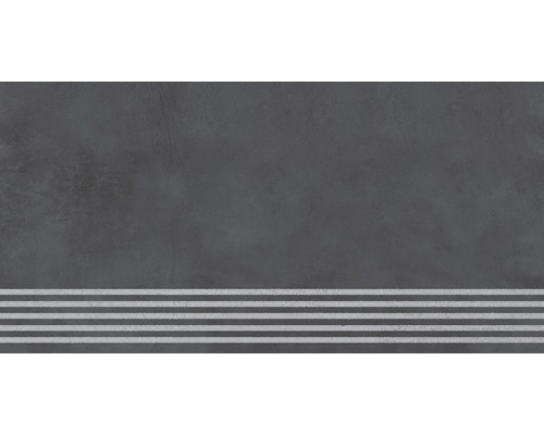 Feinsteinzeug Treppenstufe Cementine 29,7x119,7 cm anthrazit matt rektifiziert