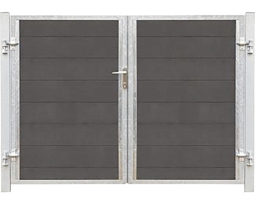 Doppeltor PLUS Futura links inkl. Pfosten silber 197 x 145 cm schiefergrau Doppeltor aus Metall mit Füllung