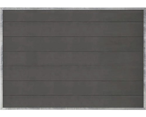 Vorgartenzaun PLUS Futura 180 x 127 cm schiefergrau Graue Wandscheibe mit silberfarbenem Rahmen