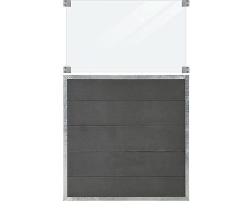 Teilelement PLUS Futura Klarglas 90 x 145 cm schiefergrau Sektionaltor mit Glaselement oben