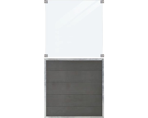 Teilelement PLUS Futura Klarglas 90 x 180 cm schiefergrau Glas-Magnettafel mit Betonstruktur