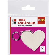 Holzanhänger in Herzform mit Schlüsselring in Verpackung