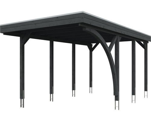 Holzcarport mit Flachdach und Stahlfüßen