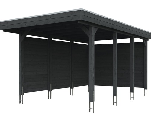 Holzcarport mit Flachdach und Seitenwänden