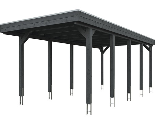 Holzcarport mit Flachdach und Stahlfüßen