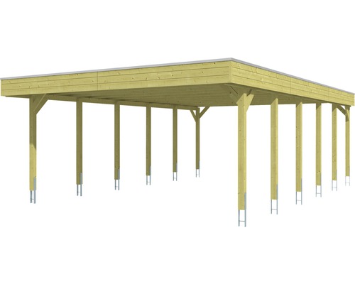 Holzcarport mit Flachdach und Stützpfosten