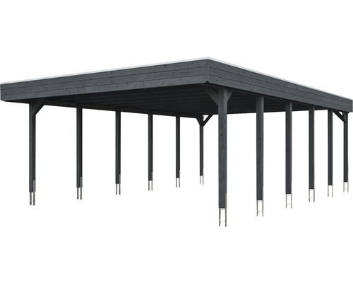 Holzcarport mit Flachdach und mehreren Stützen